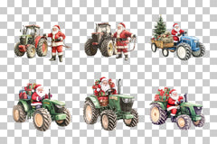 Festive Santa Tractor Farm Christmas Clipart Bundle - CraftNest - Digital Crafting and Art