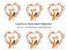 Cute Fox with Floral Heart Clipart Bundle