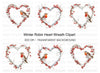 Winter Robin Heart Wreath Clipart Bundle