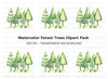 Green Forest Trees Clipart Bundle