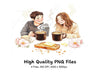 Cozy Couple Coffee Breakfast Clipart Bundle