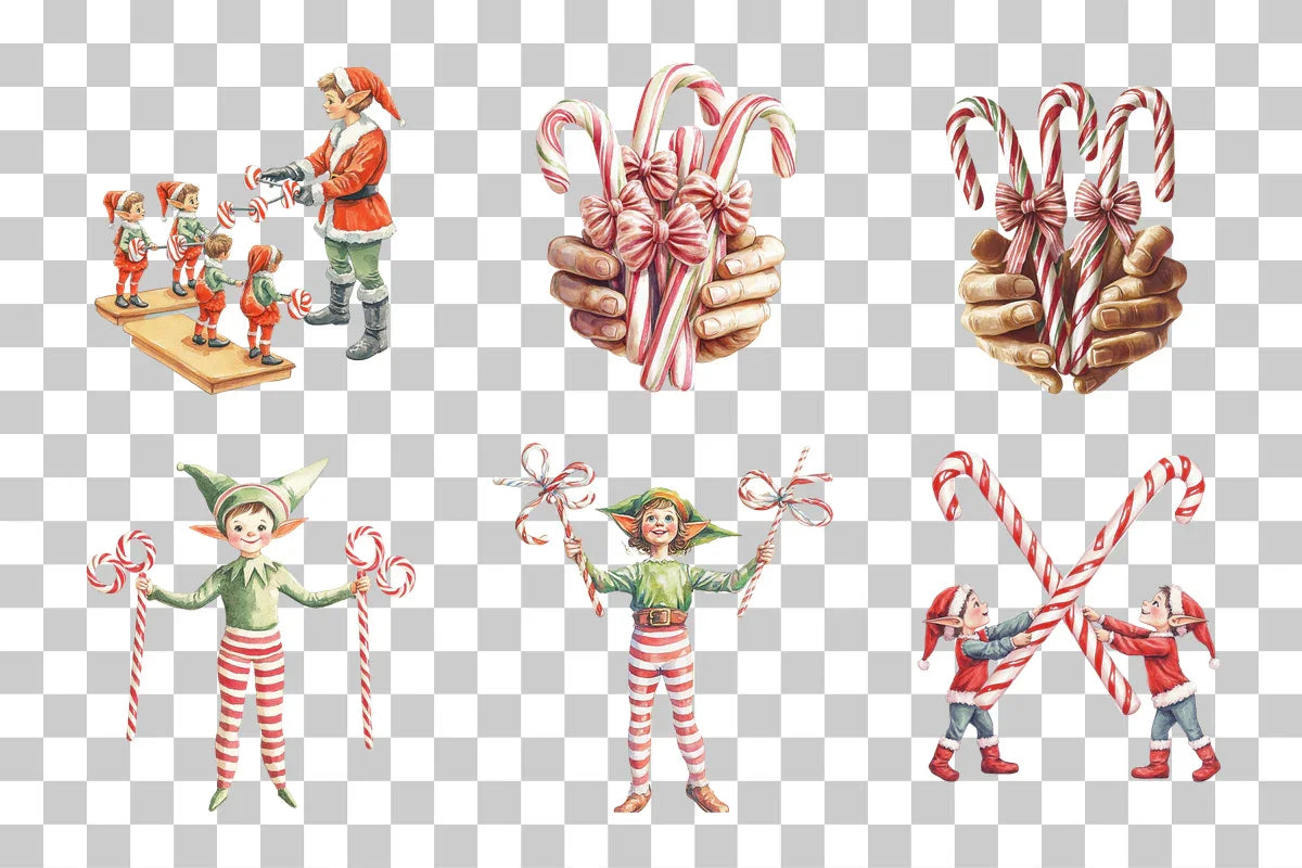 Holiday Elves & Candy Canes Clipart Collection - CraftNest - Digital Crafting and Art
