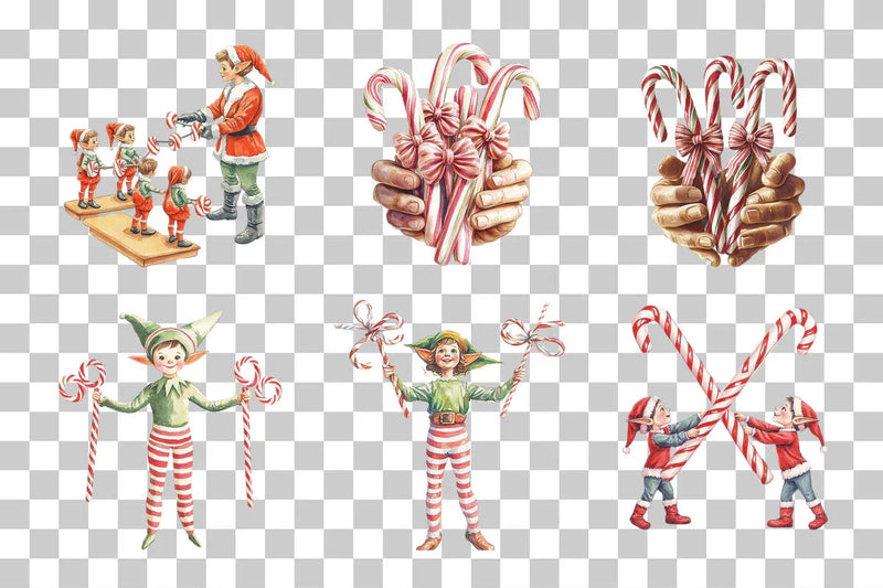 Holiday Elves & Candy Canes Clipart Collection - CraftNest - Digital Crafting and Art
