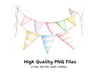 Soft Pastel Striped Bunting Clipart Bundle