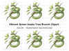 Vibrant Green Snake on Tree Branch Clipart Bundle
