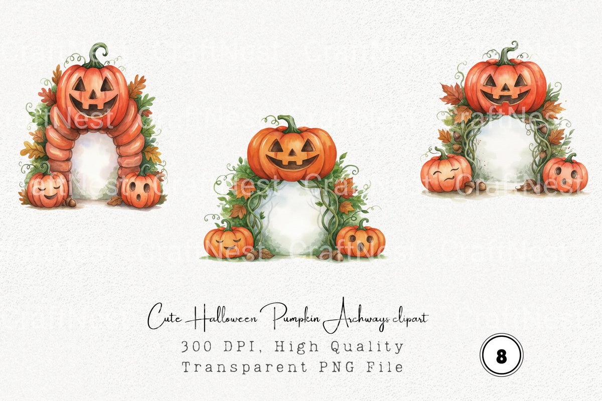 Cute Halloween Pumpkin Archways Clipart Bundle