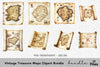 Vintage Treasure Maps Clipart Bundle