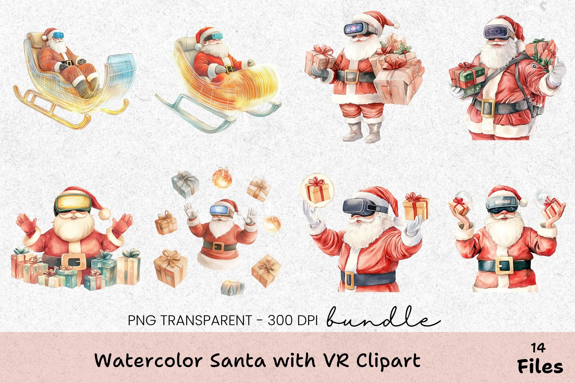 Santa with VR Clipart Bundle - CraftNest - Digital Crafting and Art