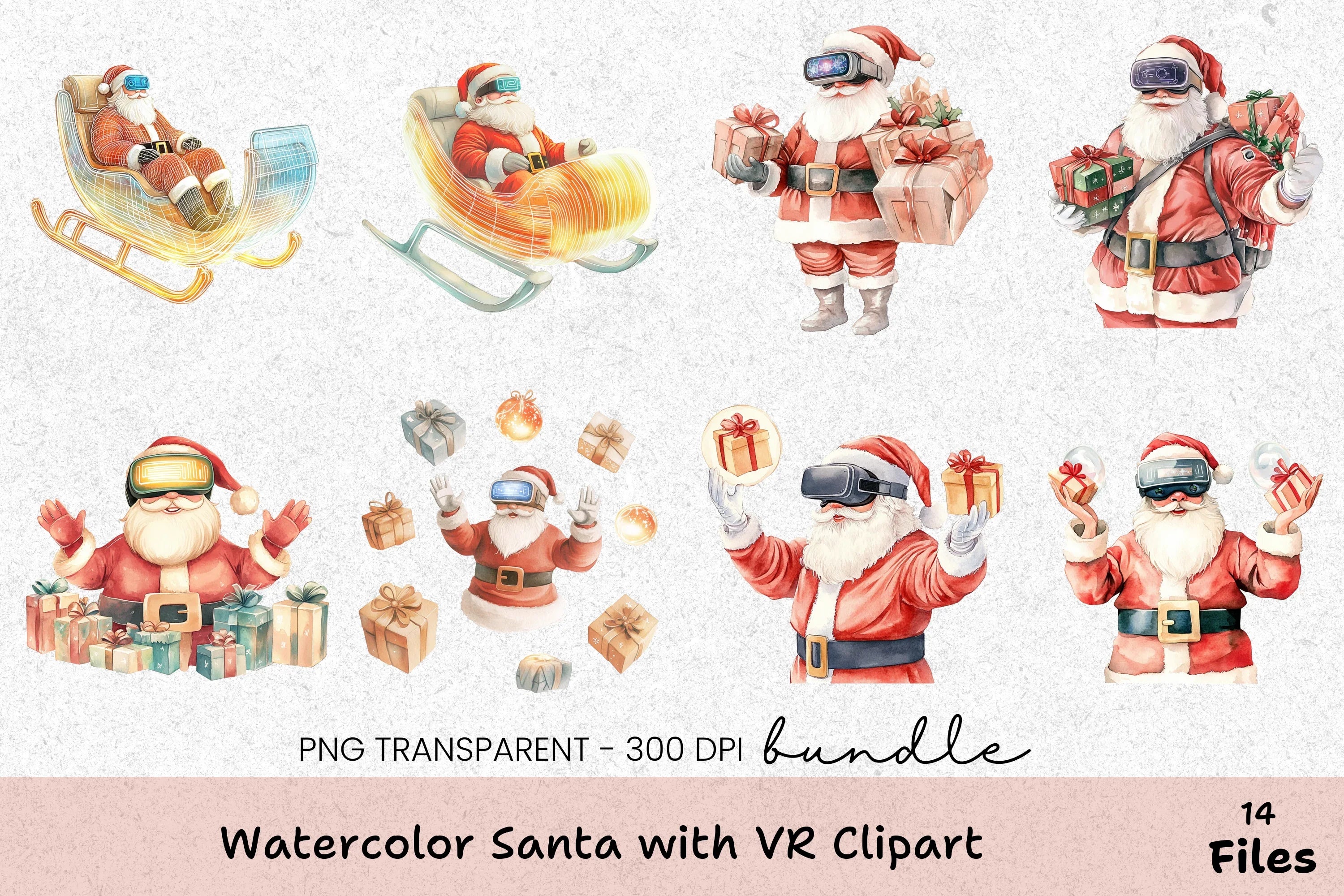 Santa with VR Clipart Bundle - CraftNest - Digital Crafting and Art