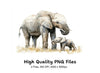 Elephant Mother and Baby Clipart Bundle
