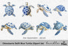 Chinoiserie Delft Blue Turtle Clipart Bundle
