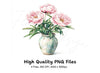 Peony Arrangements in Vases Clipart Bundle