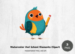Owl School Elements Clipart Bundle - CraftNest - Digital Crafting and Art