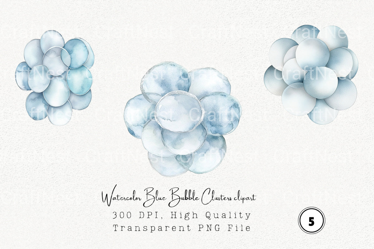 Blue Bubble Clusters Clipart Bundle