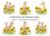 Giraffe Family with Sunflowers Clipart Bundle