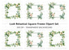 Green Leafy Floral Frames Clipart Bundle