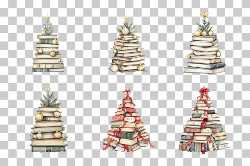 Book Stack Christmas Tree Clipart Bundle - CraftNest - Digital Crafting and Art