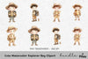 Cute Explorer Boy Clipart Bundle