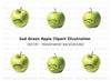 Sad Green Apple Clipart Bundle