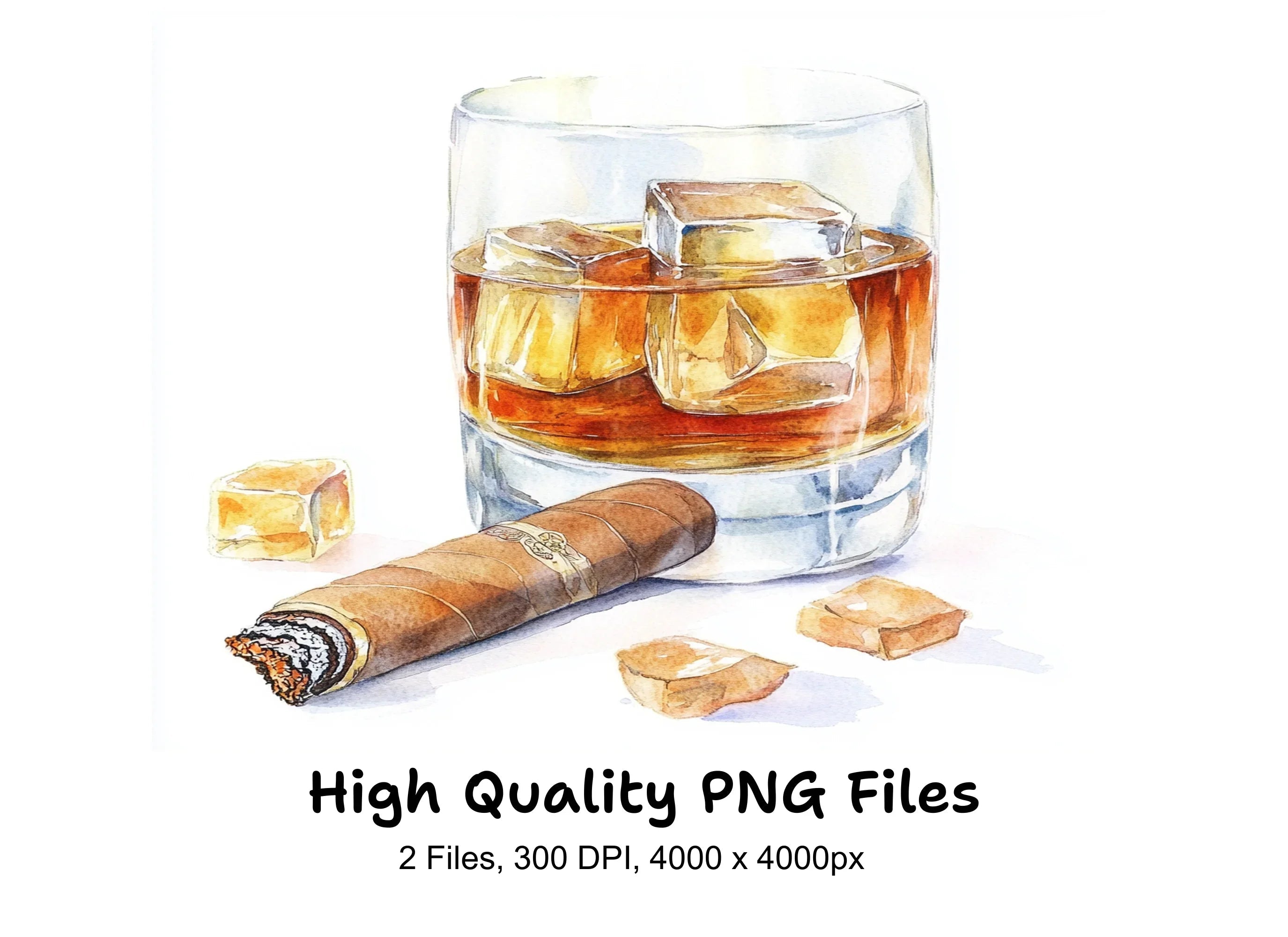 Whiskey and Cigar Clipart Bundle