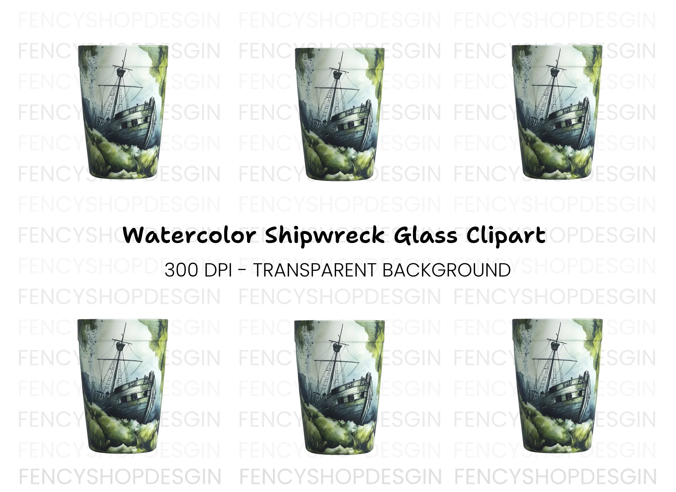 Sunken Shipwreck Clipart Bundle