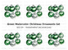 Green and Silver Christmas Baubles Clipart Bundle