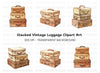Vintage Suitcase Stack Clipart Bundle
