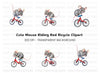 Cute Mice Riding Bikes Clipart Bundle