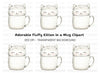 Happy White Fluffy Kitten Clipart Bundle