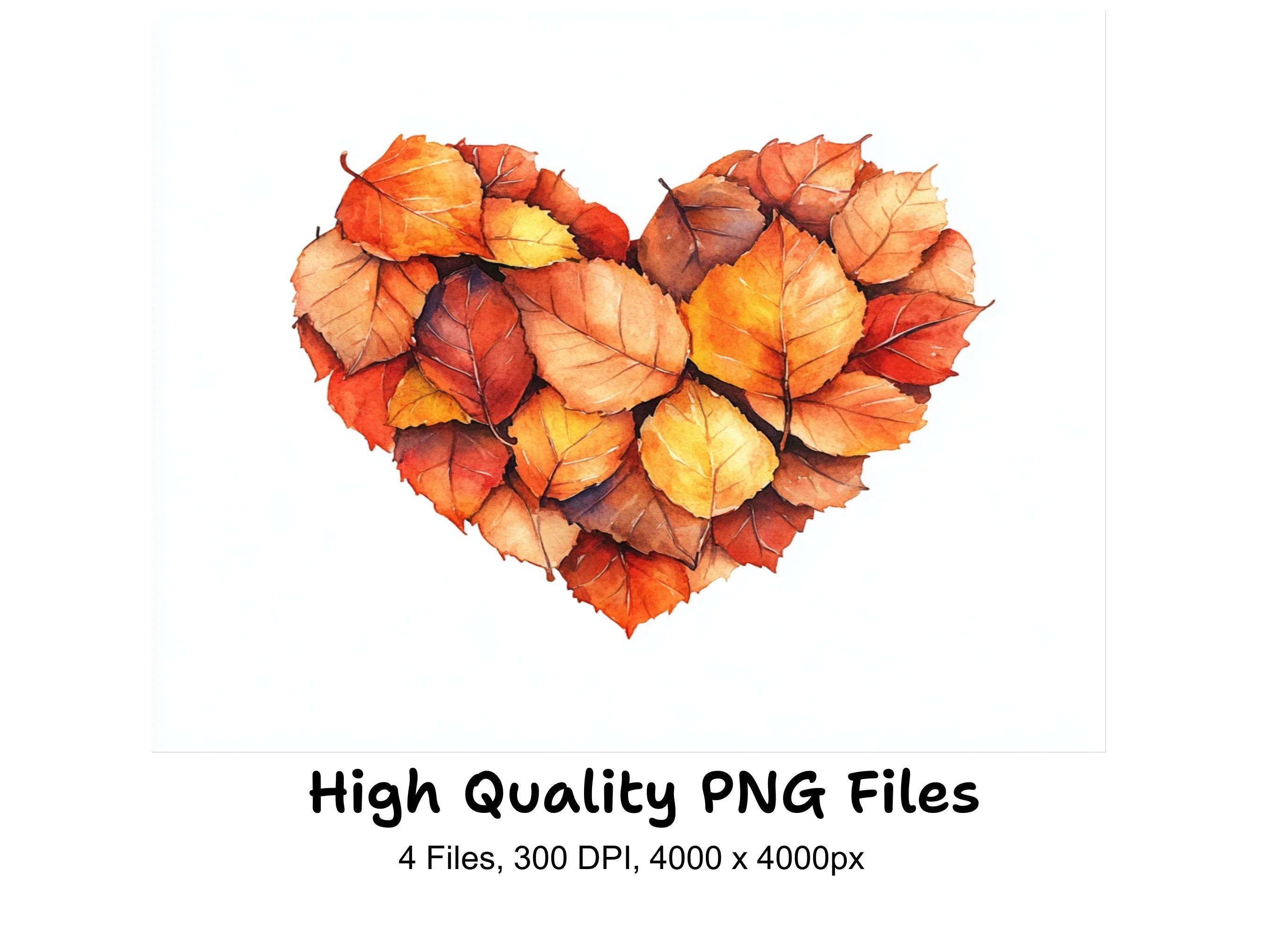 Autumn Leaves Heart Clipart Bundle