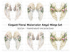 Elegant Angel Wings with Flowers Clipart Bundle