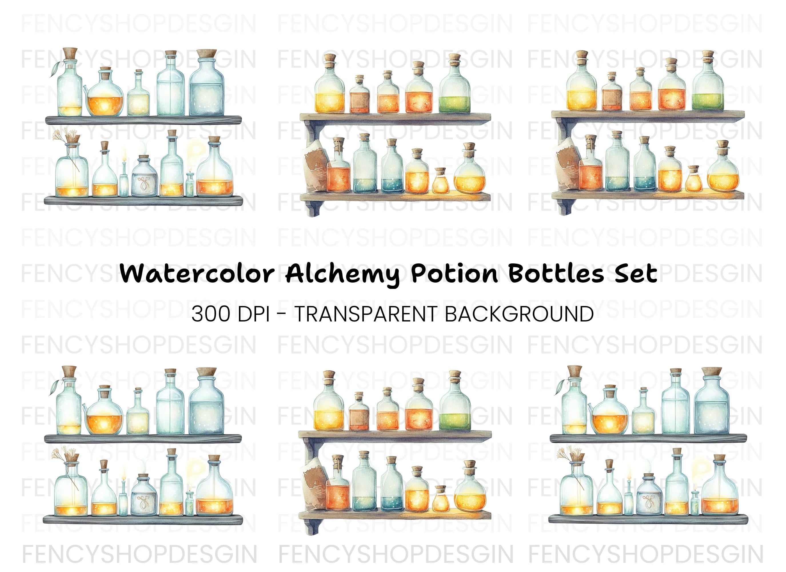 Enchanted Potion Bottles Clipart Bundle