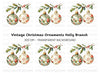 Holly Branch Christmas Ornaments Clipart Bundle