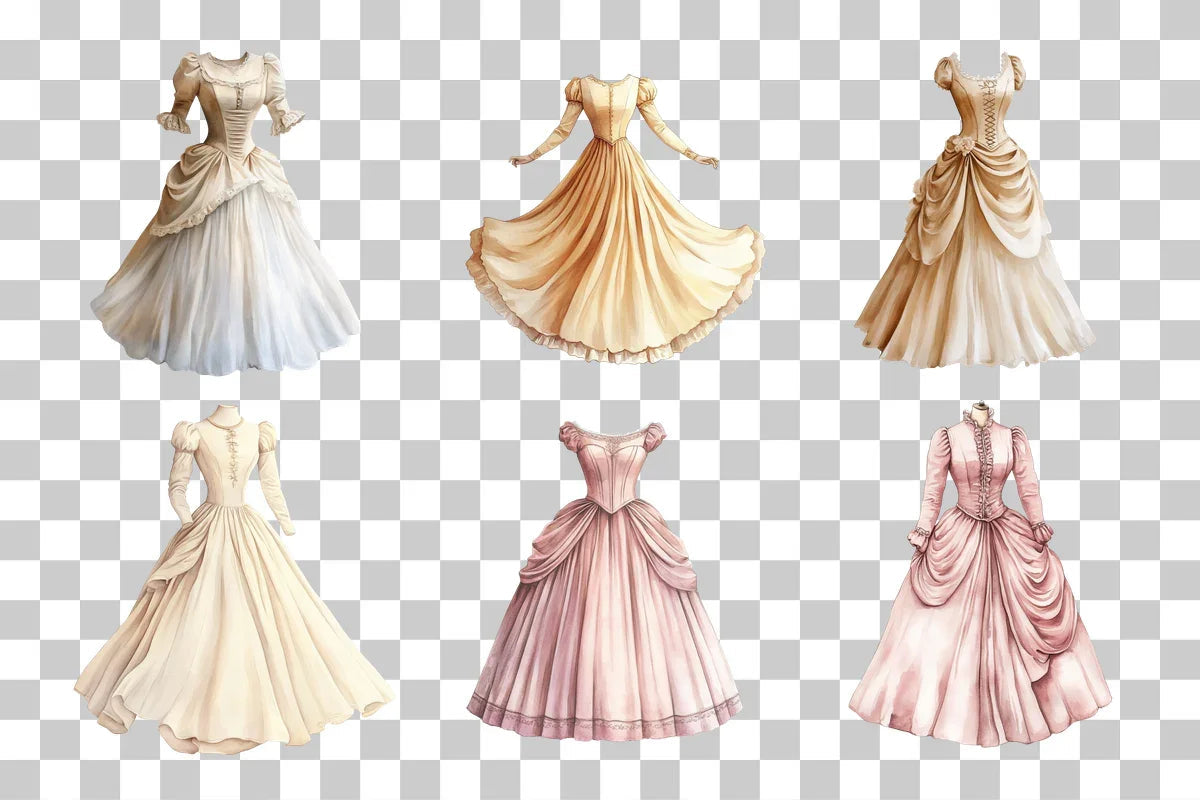 Victorian Gown Dresses Clipart Bundle - CraftNest - Digital Crafting and Art