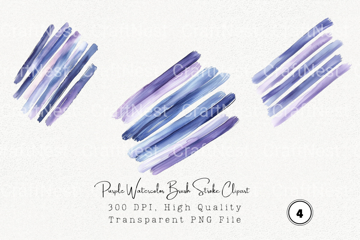 Purple Brush Stroke Clipart Bundle