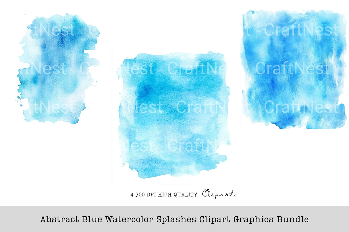 Abstract Blue Splashes Graphics Clipart Bundle