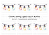 Colorful String Lights Clipart Bundle