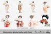 Geisha Ladies with Fans Clipart Bundle