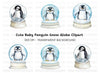Cute Penguin Snow Globe Clipart Bundle