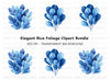 Blue Leaves Clipart Bundle