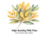 Yellow Floral Leaf Clipart Bundle
