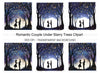 Romantic Couple Under Starry Trees Clipart Bundle