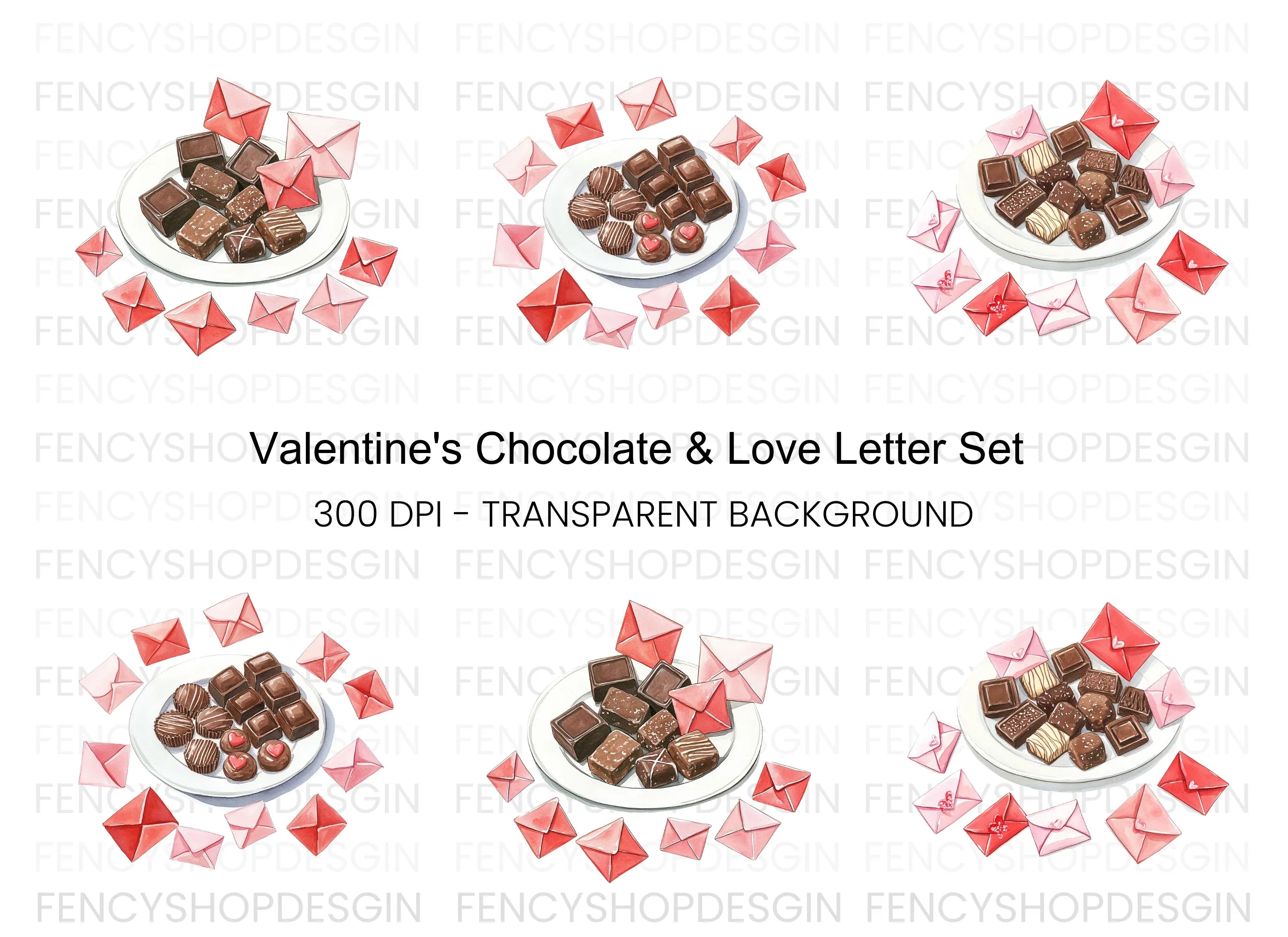 Chocolates and Love Notes Clipart Bundle
