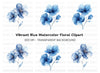 Elegant Blue Floral Clipart Bundle