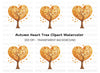 Autumn Heart Tree Clipart Bundle