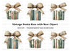Vintage Books with Burlap Bow Clipart Bundle
