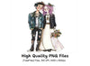 Punk Rock Wedding Couple Clipart Bundle