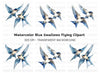 Graceful Blue Swallows Clipart Bundle