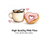 Heart Donut and Coffee Clipart Bundle