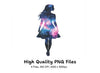 Galaxy Woman Silhouette Clipart Bundle